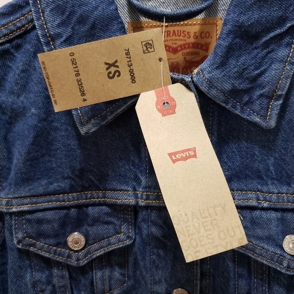 Levi's Y2K Denim Jean Jacket Womens Size XS Red White Blue Trim New 100% Cotton - Picture 7 of 11